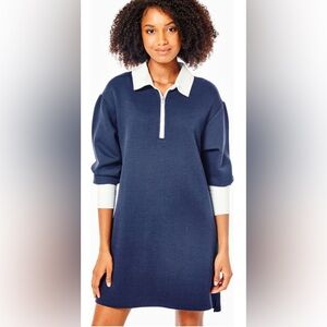 Addison Bay Navy Rugby Sweatshirt Mini Dress